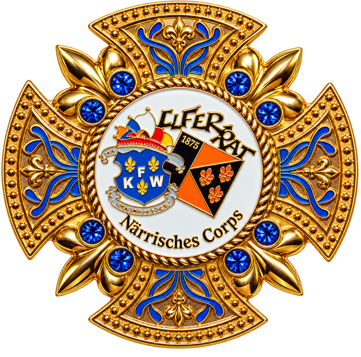 Ornate gold blue Elfer Rat Ordenabzeichen